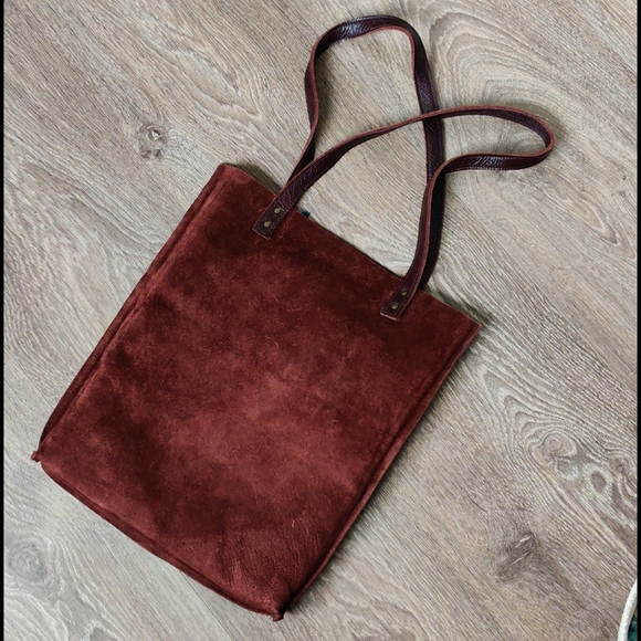 Artisan Leather tote bag, reversible tote, real suede bag, leather messenger bag - Picture 6 of 16